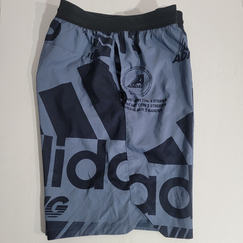 Adidas Men's Blue And Grey Logo Print Athletic Shorts Size M - Picture 5 of 9